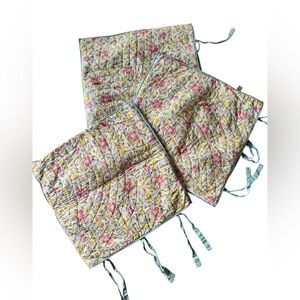 Pottery Barn Set of 3 Square Pillow Shams Pillowcases Quilted Floral 26x26”